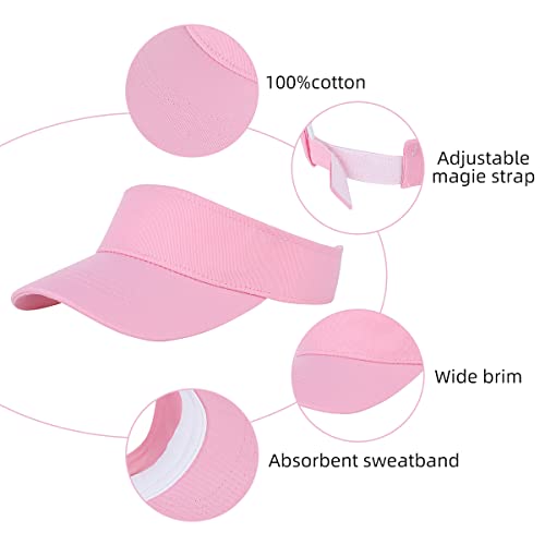 Sun Visor Hat Adjustable 100% Cotton Ponytail Sport Hats Kids Beach Visor Sun Visors for Girls Youth Women3