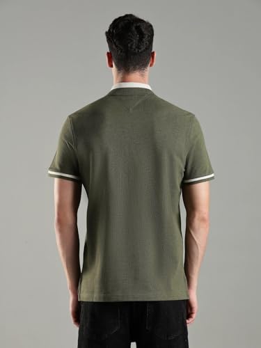 Image of Tommy Hilfiger Solid Regular Fit Cotton Polo T-Shirt