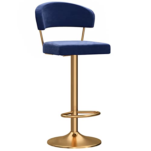 Taburetes de Bar de Altura de mostrador, taburetes de Bar tapizados de Terciopelo Modernos con Respaldo, sillas de Bar giratorias de 360° con Patas de Metal y reposapiés, Altura Ajustable, i
