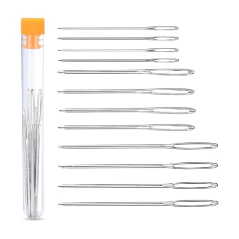 NuLink Large Eye Blunt Needles for Hand Sewing 12 Pieces Sewing Needles Needles for Sewing Embroidery Needles for Hand Sewing Yarn Knitting Needles Weaving Stringing Needles Cover