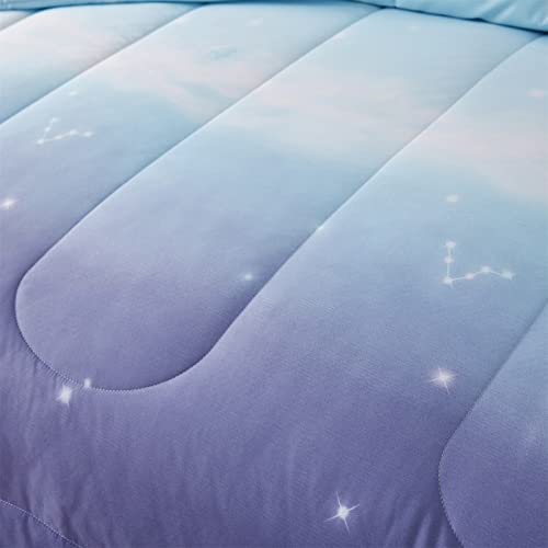 Image of Dinjoy Girls Comforter Set Full Size Colorful Ombre Blue Purple Rainbow Bedding Set Bed in A Bag for Kid Teen Girls 7 Pieces (1 Comforter, 1 Flat Sheet, 1 Fitted Sheet, 2 Pillow Shams, 2 Pillowcases)