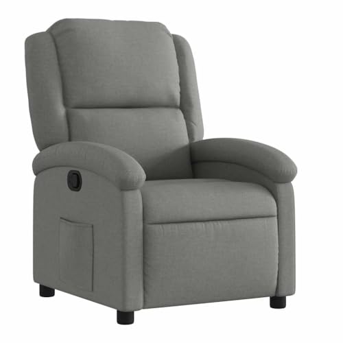vidaXL Recliner Chair in Dark Grey - Fabric Upholstered Lounge Armchair with Side Pocket, Manual Reclining Function and Cosy Seating Experience
