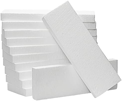 Juvale 1-Inch Thick Foam Rectangle Blocks for Crafts, Diorama Supplies, Centerpieces, School Projects, Packaging, Polystyrene Boards for DIY Sculpture (12x4x1 in, 12-Pack)