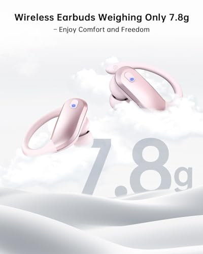 Image of Bluetooth Earbuds with Earhooks 48H Playtime,IPX7 Waterproof Wireless Headphones with Bluetooth 5.3,ENC Noise Cancelling Mic,Lightweight Fit for Office,Travel Gym Daily Style (Pink)