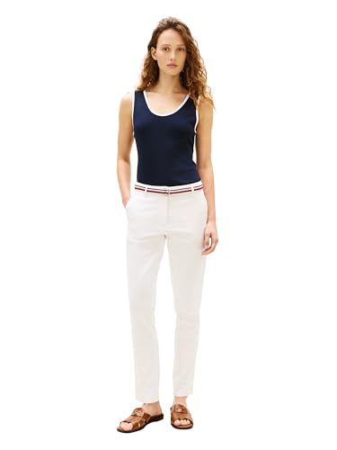 Image of Tommy Hilfiger Women's Twill Slim Chino Pants with Stretch Mid Rise Ankle Pants