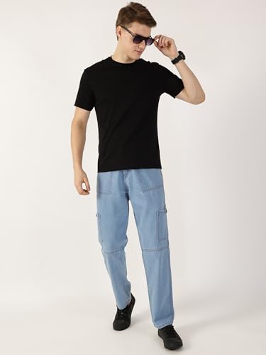 Image of Thomas Scott Mens Mid Rise Relaxed Fit Cotton Cargo Jeans