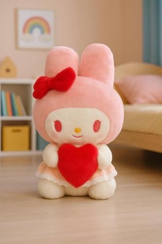 Image of SCOOBA Bunny with red Bow Soft Toy 25cm Height for Your Loved Ones (Pink and red Bunny)