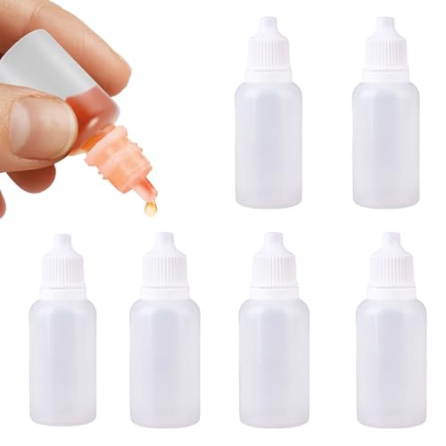 XYTAHDM Flacons Compte-Gouttes, 6pcs Flacon Vide, Bouteille Plastique, pour Colle Lubrifiant Peinture (15ml/20ml)