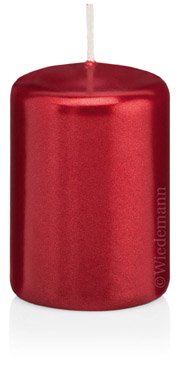 Kerzen Stumpen Kerzen Rubin Rot Metallic 10 x 6 cm (H x D), 16 Stück, 100% Paraffin Wachs in geprüfter RAL Kerzen Qualität von Wiedemann Kerzen Deutschland zur Deko, Party, Hochzeit, Weihnachten
