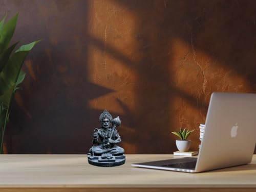 Image of Hanuman Ji Idol for Car Dashboard, Home & Office | Lord bajrangi Murti for Pooja, Mandir | Resin Balaji Statue for Protection, Positivity | Spiritual Gift Item (Black)