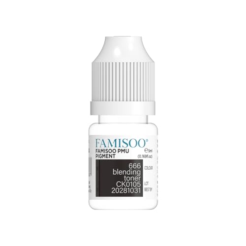 FAMISOO PMU Pigmentsfor Eyebrow 0.169oz/5ml Professional Tattoo Ink for Long-Lasting Eyebrows Color Microblading Ink Permanent Makeup Beauty Tattoo Supplies(666 Blending Toner)