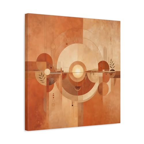 Toile soleil abstrait terracotta pour réchauffer un grand mur blanc