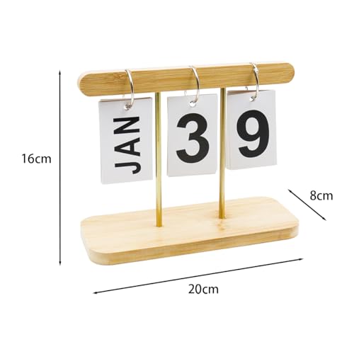 NUZAMAS Calendário perpétuo de madeira, dobrável, bloco de dobrar, calendário perpétuo, decoração de