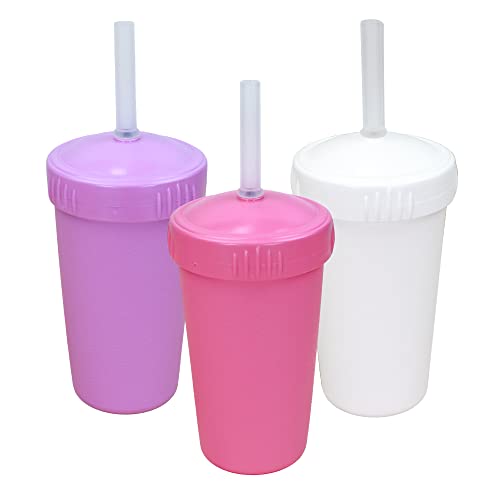 Image of Re Play Made In USA 3pk - 10 oz. Straw Cups with Silicone Locking Straws | Made from Heavyweight Recycled Milk Jugs and Platinum LFGB Silicone | BPA Free | Virtually Indestructible | Berry