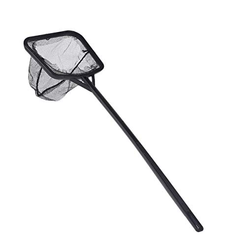 Feketeuki 35/41 / 56cm Portátil de Mango Largo Cuadrado Acuario Pecera Red de Pesca Red de Aterrizaje para Varios Tipos de Peces - Negro S