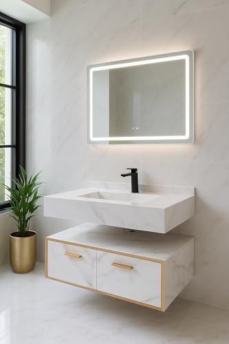 FACILITÀ DI INSTALLAZIONE - Questo set di mobile sospeso, lavabo e specchiera è di facile montaggio
