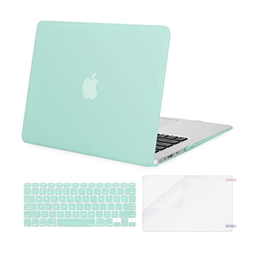 MOSISO Plastic Hard Shell Case & Keyboard Cover Skin & Screen Protector Only Compatible with MacBook Air 11 inch (Models: A1370 & A1465), Mint Green