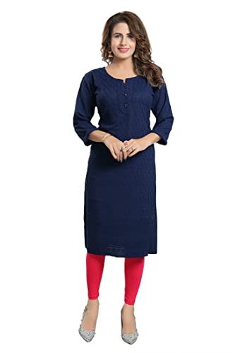 Image of DREAM & DZIRE Chikankari Kurti for Women of Cotton in Plus Size & Small Size.
