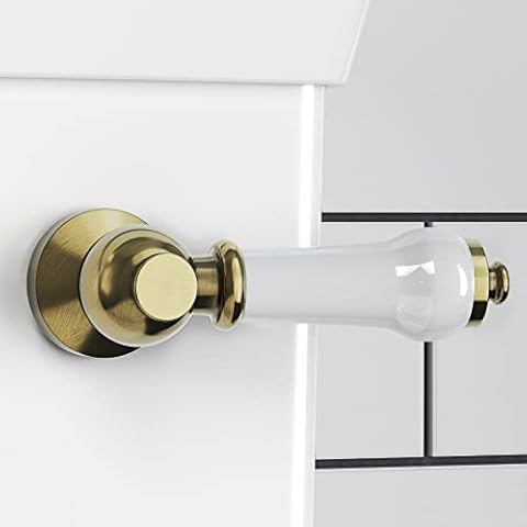 ENKI, Z23, Antique Bronze, Toilet Flush Handle, Traditional Lever Design, Toilet Handle Replacement, Solid Brass & White Ceramic, Easy to Install, Fixings Included, 1-Year Guarantee Cover