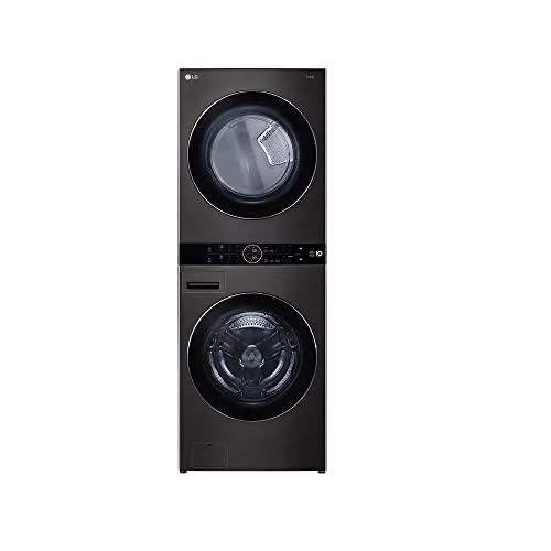 Lavadora de Roupas Lava e Seca Wash Tower LG 17KG Aço Escovado Preto 220V WK17BS6A