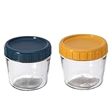 CLISPEED Tarro de Vidrio con Tapa Hermética de Unidades Amarillo y Azul para Almacenamiento de Té Granos y Condimentos Recipientes Multifuncionales para Cocina y Oficina cada Uno