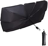 visera parasol para camionetas ?Fácil de usar y almacenar? El parasol coche delantero estilo paraguas funciona igual que su paraguas normal y es muy fácil de abrir y plegar en cuestión de segundos. Nuestra cubierta para sombrilla para automóvil se pliega fácilmente, cuando no la necesita, sin ocupar espacio para el automóvil.