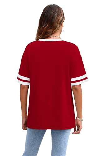 WIHOLL Womens T Shirts Loose Fit Short Sleeve Tees Crew Neck Color Block Summer Tops 2025 Fashion4