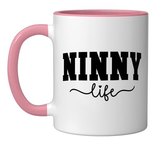Taza de cerámica Ninny Grandma rosa/blanca 11 oz miniatura 1