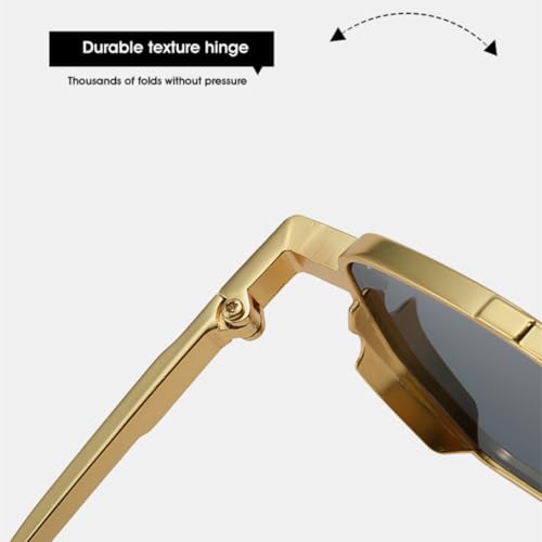 Lunettes de soleil carrées rétro double faisceau en métal chic - 5