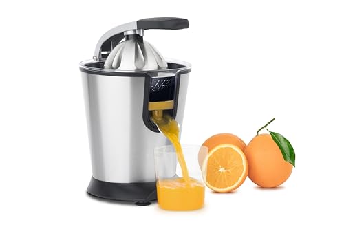 H.Koenig AGR80 - Exprimidor eléctrico de naranjas profesional de 160 W, palanca y filtro de acero...