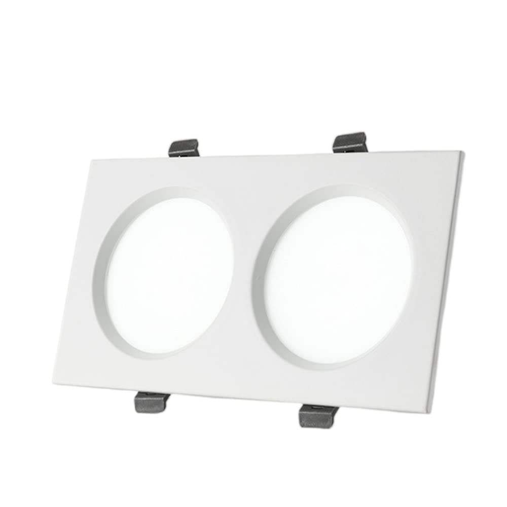 Plafond encastré carré design 2 têtes blanc chaud luminaire chic