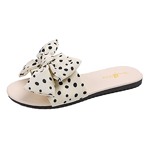 Summer Sandals Women's Flat Fashion Casual Polka Dot Bow Women's Slippers Sandals Bulk Slippers for Women Open Toe