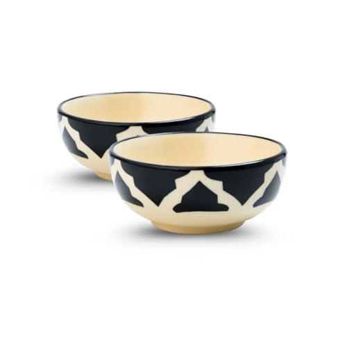 Image of Ceramic Bowl Set | 2-Piece Lightweight Crockery for Daily Use | Charcoal Black Ramen & Snack Bowls (125ml Each) | Elegant Microwave & Dishwasher Safe | Perfect Christmas & New Year Gift