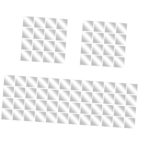 HOMSFOU 5sets Self Adhesive Acrylic Mirror Tiles Square Mirrors for Wall Easy Install 16pcs*5