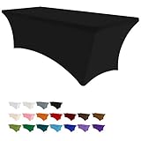 Eurmax 6Ft Rectangular Fitted Spandex Tablecloths Wedding Party Patio Table Covers Event Stretchable Tablecloth (Black)