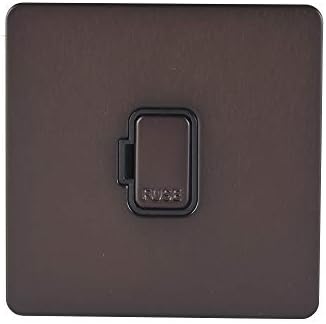 Schneider Electric Ultimate Screwless Flat Plate - Switched Double Fused Connection Unit, Double Pole, 13A, GGBGU5410BDBP, Dark Bronze with Black Insert
