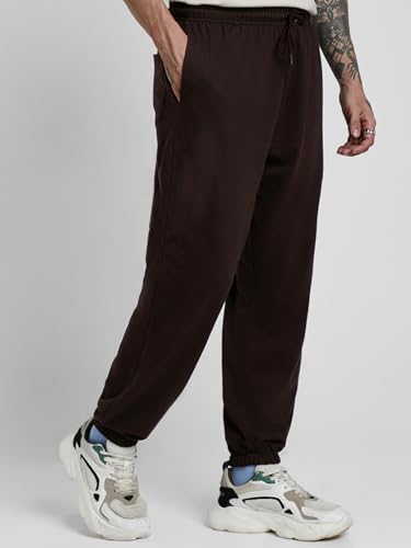 Image of Veirdo 100% Pure Cotton Regular Fit Mid Rise 2 Pocket Trackpants for Men (Available in Black, Brown, Navy, Olive, Eiffel Tower Colors)