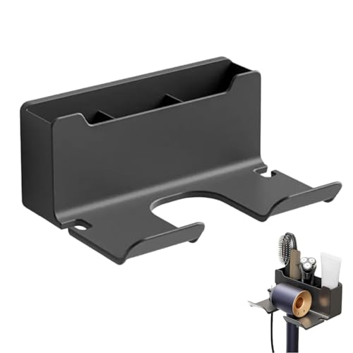 Luxvara Fönhalter Ohne Bohren - Mit Kabelhalter & Ablage Schwarz