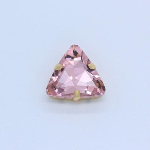 Triangle Flatback Sewing Stone Sew On Crystal Claw Rhinestone Copper Setting Emblement For Shoes Headwear Diy Garment - (Color: Light Pink/Size: 20Pcs 10Mm)