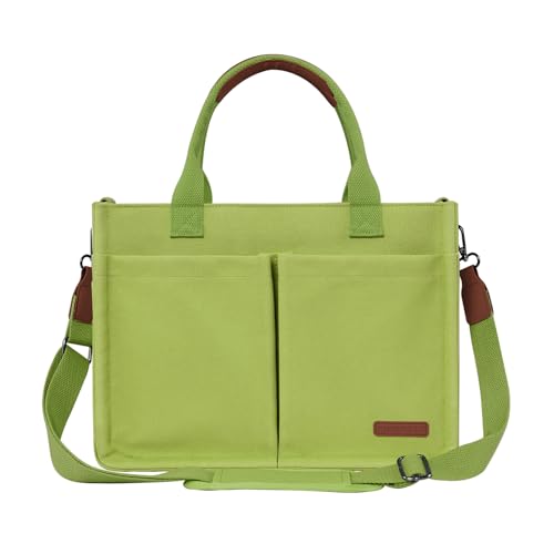 Image of FIORETTO Womens Canvas Tote Bag Purse with Individual Compartment, Zipper Top, Reinforced Bottom & Luggage Sleeve