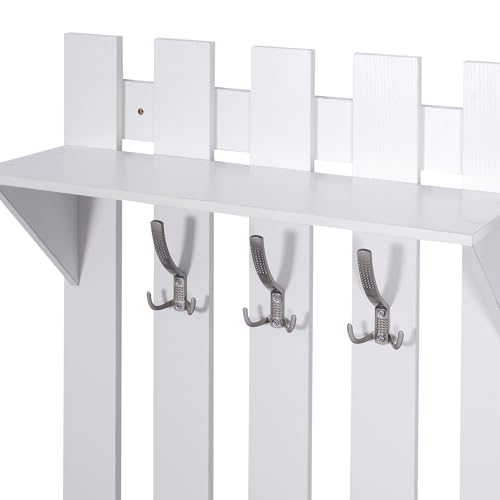 HOMCOM Conjunto de Recibidor de Entrada con Espejo Perchero y Zapatero Muebles de Entrada con 3 Ganchos Estante y 2 Cajones para Pasillo Blanco - imagen 8