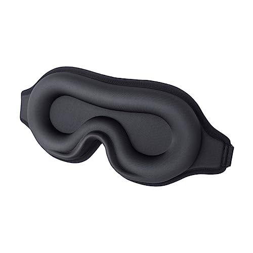 MOLUCKFU 3Dステレオゴーグル sleeping mask sleep mask スリーピングアイマスク 快適な目隠し スリープアイパッチ スリープアイマスク 低反発素材 Black