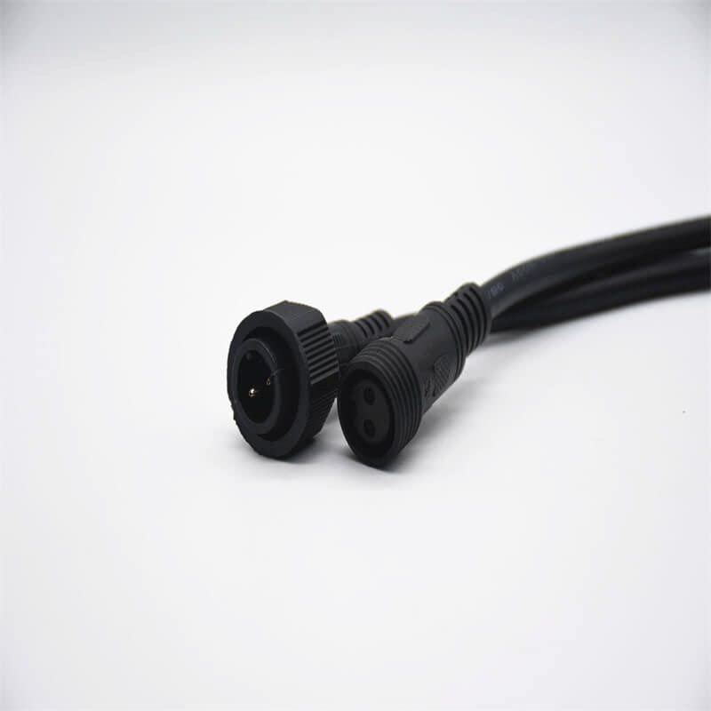 M19 2Pin Male and Female Screw Joint Connector for AC/DC IP67 Waterproof 2 * 1㎜² 0.2M Length Nylon Cable for LED