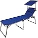 Produktbild QMBasic XXL ALU SONNENLIEGE | 48 cm EXTRA HOCH für EXTRA Komfort | mit Sonnendach und Kissen Hochlieger Gartenliege klappbar (Blau)