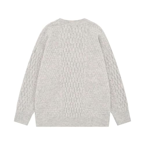 Men’S Retro Knitted Pullover Sweater Simple Loose Crew Neck Long Sleeve Casual Autumn Winter Solid Color Top2