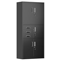 SUPEER Aktenschrank,Metallschrank mit DREI SchubladenLagerschränke,Stahlblech Pulverbeschichtung,Stahlschrank für Werkzeuge, Büro,180 x 80 x 40 cm（schwarz）