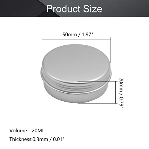 Image of Othmro 24Pcs 0.7oz Round Metal Tins Aluminum Tin Cans Jar Refillable Containers 20ml Tin Cans Tin Bottles Containers with Screw Lid for Salve Spices Lip Balm Tea Candies Silver 50x20mm
