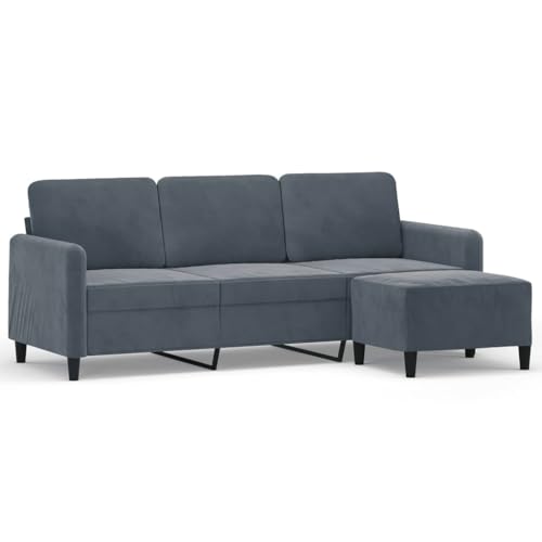 MOBCANT 3-Sitzer-Sofa mit Hocker Dunkelgrau 180 cm Samt Wohnlandschaft Couch Couchgarnitur Schlafcouch für Schlafzimmer Empfangsraum Wohnzimmer Büro – Bild 4