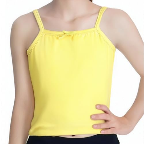 Dance Tank Tops for Girls Camisole Sleeveless Shirt Tank Tops Kids Girls Spaghetti Strap Camis (Yellow, 6-7 Years)2