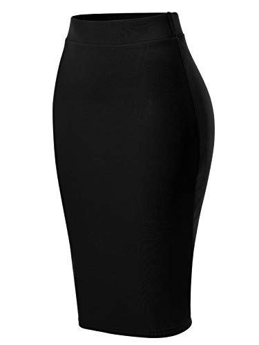 image for MixMatchy Women's Casual Classic Bodycon Pencil Skirt Black L, Large